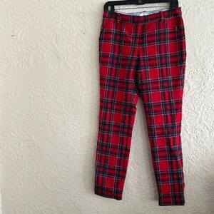 Vineyard Vines Merry Plaid Red Metallic Sparkle Plaid Holiday Pants Trousers 4